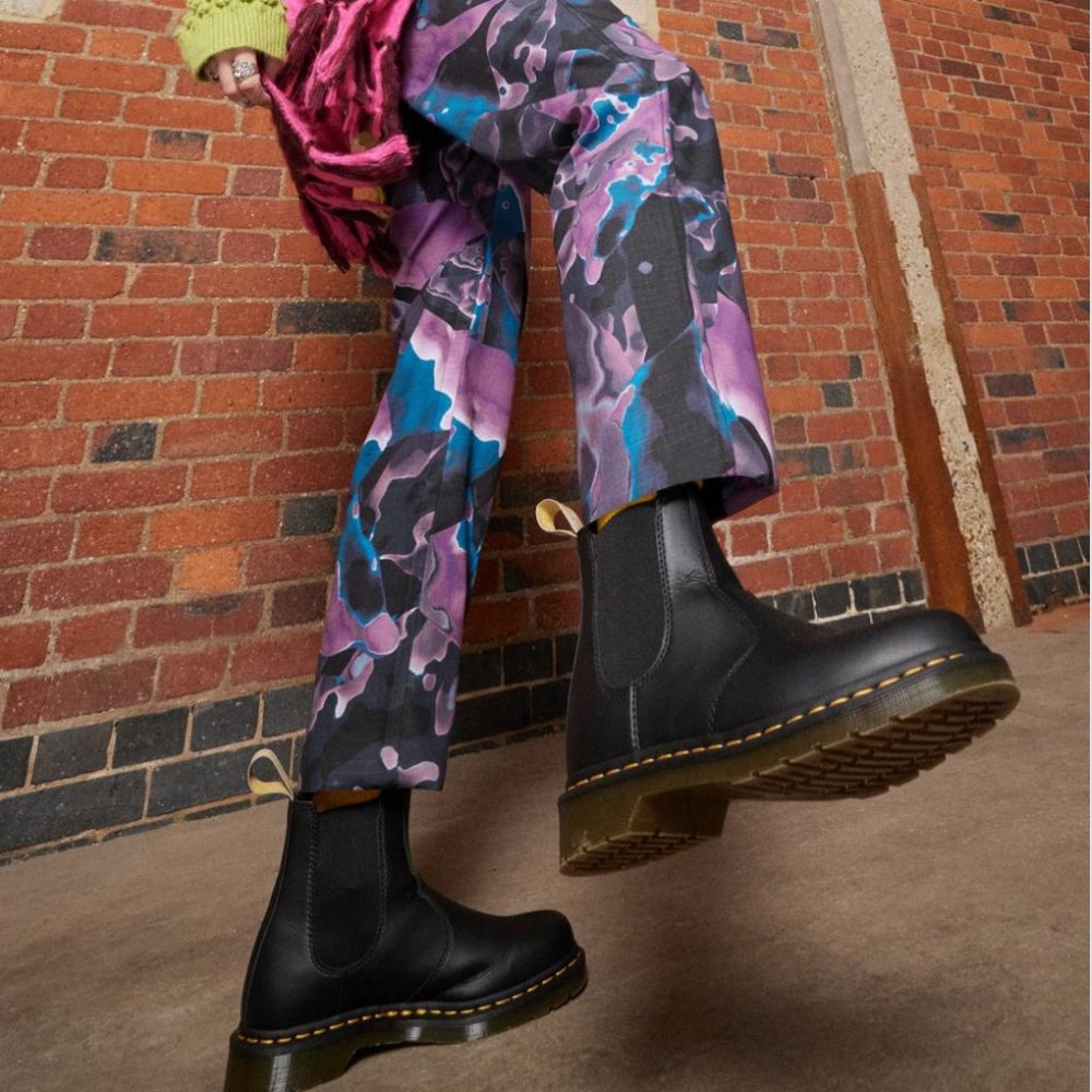 $180 Dr. Martens 2976 Felix Rub Off Chelsea Boot, black, 7 Men/8 Women US